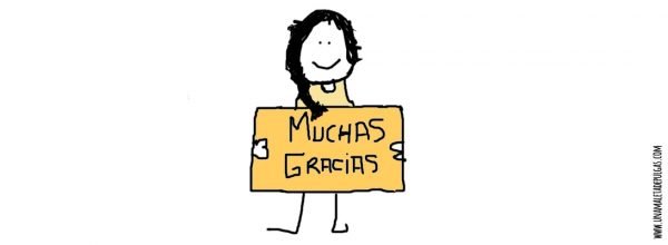 Dibujo chica cartel con Gracias. Agradecimiento. Seguro médico. Una maleta de pulgas